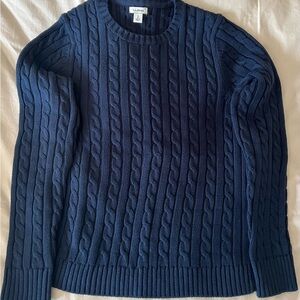L.L. Bean Blue Crewneck Cable Knit Sweater